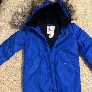 NWT J. Crew Blue Kids Jacket with Faux Fur Hood